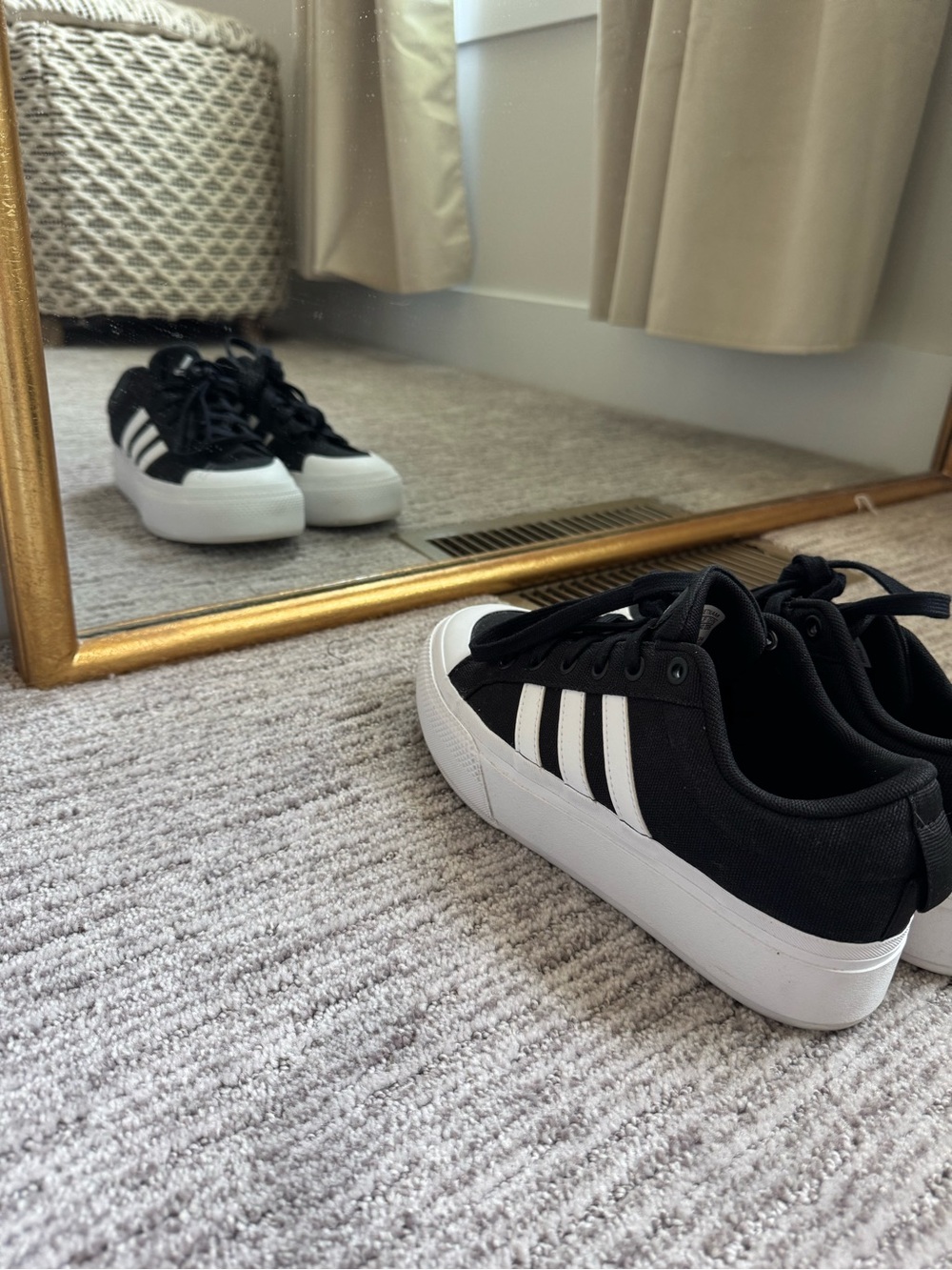 adidas Black and White Platform Lace-Up Sneakers - Picture 6 of 8